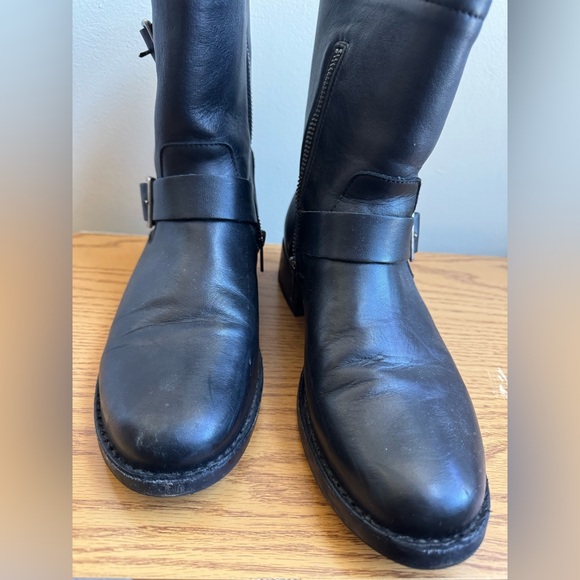 FRYE Black Leather Buckle Boots - Picture 2 of 7